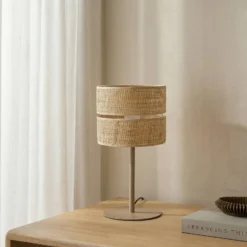 Pöytävalaisin Calma, beige, rafi, korkeus 38 cm, E27, E27