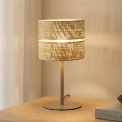 Pöytävalaisin Calma, beige, rafi, korkeus 38 cm, E27, E27
