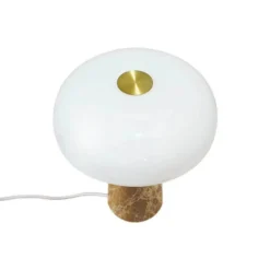 Pöytävalaisin Glossy, beige/valkoinen, korkeus 24 cm, marmori/lasi