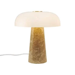 Pöytävalaisin Glossy, beige/valkoinen, korkeus 24 cm, marmori/lasi