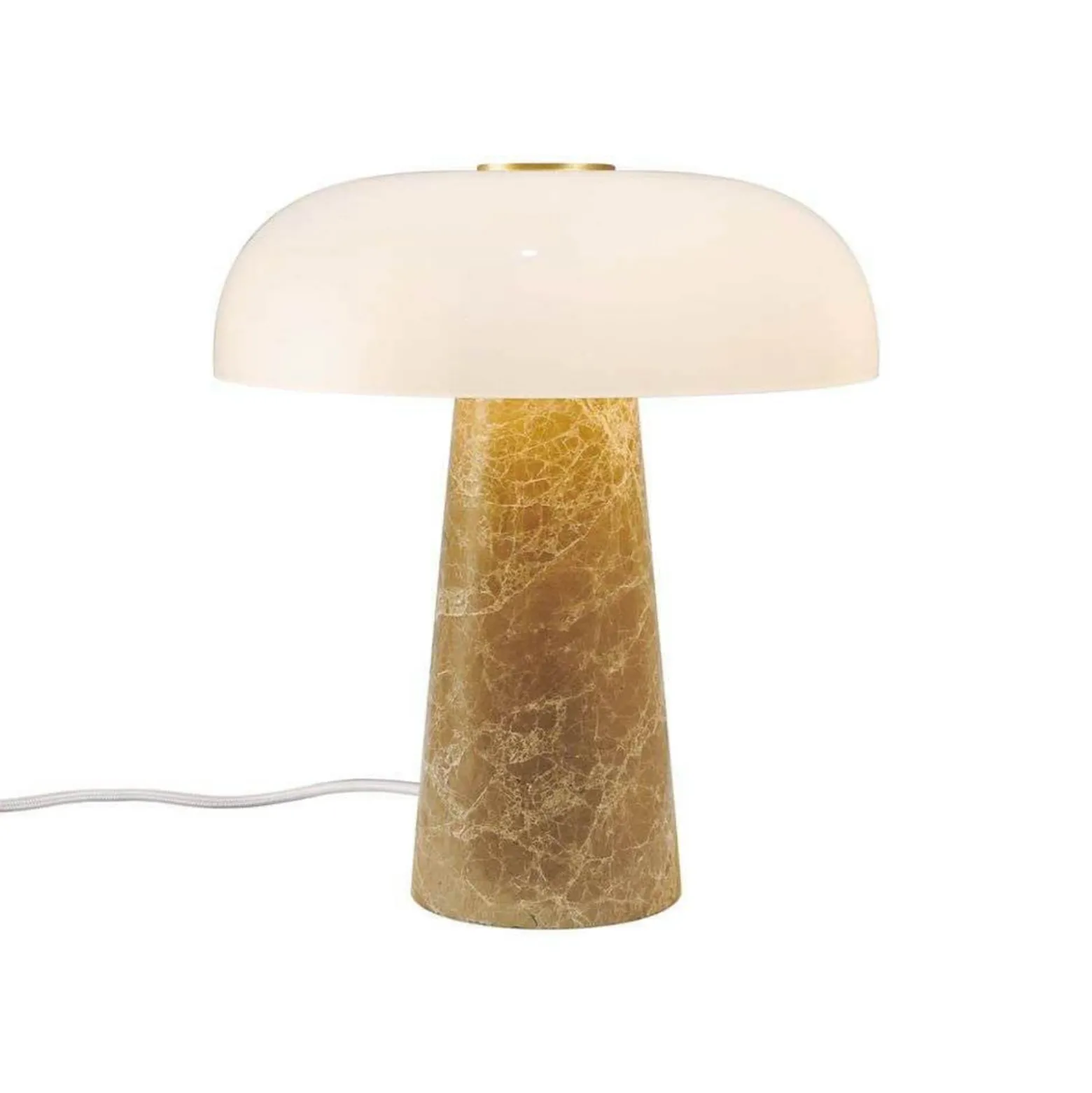 Pöytävalaisin Glossy, beige/valkoinen, korkeus 24 cm, marmori/lasi