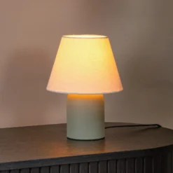 Pöytävalaisin Macia, vihreä/beige, korkeus 27 cm, keraaminen/kangas