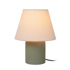 Pöytävalaisin Macia, vihreä/beige, korkeus 27 cm, keraaminen/kangas