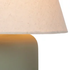 Pöytävalaisin Macia, vihreä/beige, korkeus 27 cm, keraaminen/kangas