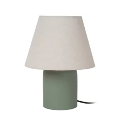 Pöytävalaisin Macia, vihreä/beige, korkeus 27 cm, keraaminen/kangas