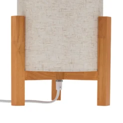 Pöytävalaisin 3193, puu, pellavatekstiili, korkeus 32cm