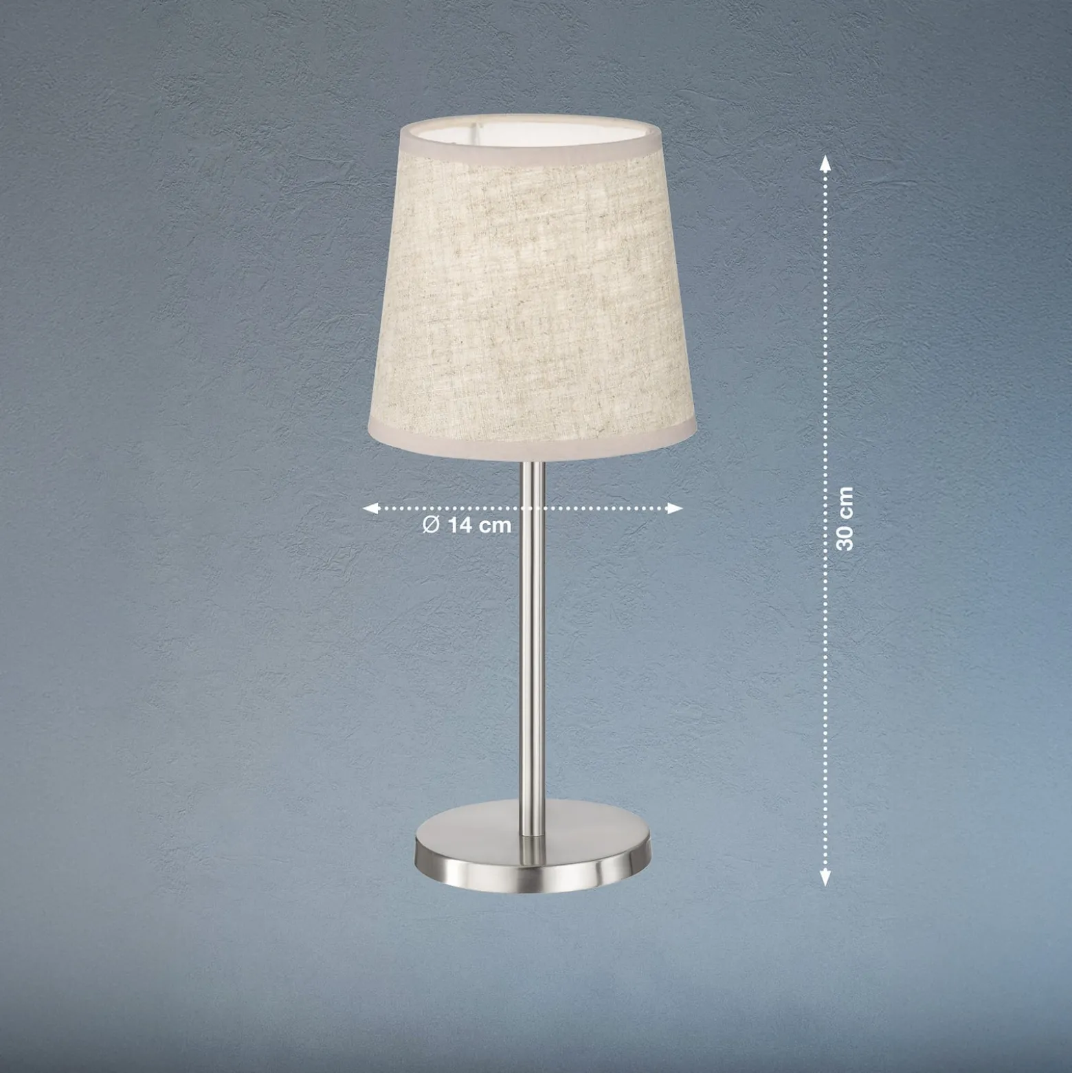 Pöytävalaisin Rimini, hiekka/nikkeli, tekstiili, korkeus 30 cm, E14