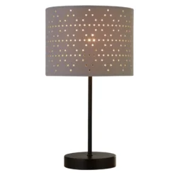 Pöytävalaisin Taave, harmaa/musta, tekstiili, metalli, 27 cm, E14