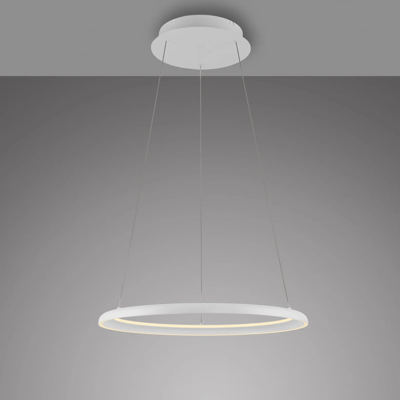 QUILLO-LED-riippuvalaisin, valkoinen, Ø 60 cm, metalli, Switchdim