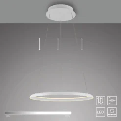QUILLO-LED-riippuvalaisin, valkoinen, Ø 60 cm, metalli, Switchdim