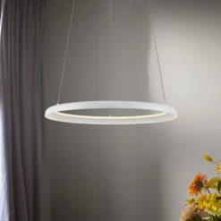 QUILLO-LED-riippuvalaisin, valkoinen, Ø 60 cm, metalli, Switchdim