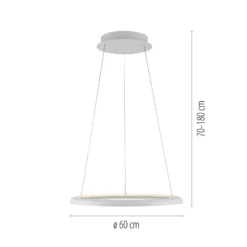 QUILLO-LED-riippuvalaisin, valkoinen, Ø 60 cm, metalli, Switchdim
