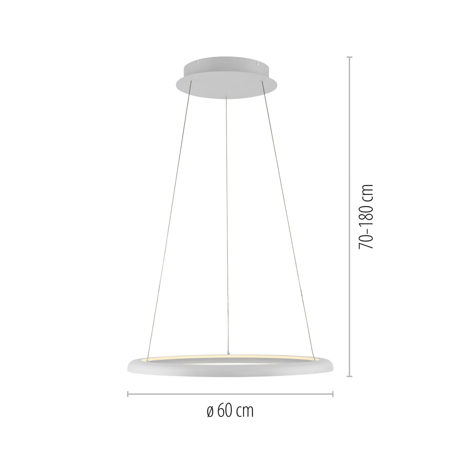 QUILLO-LED-riippuvalaisin, valkoinen, Ø 60 cm, metalli, Switchdim