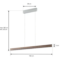 Quitani LED-riippuvalaisin Lisene, pähkinä/hopea, CCT 117 cm, himmennettävä