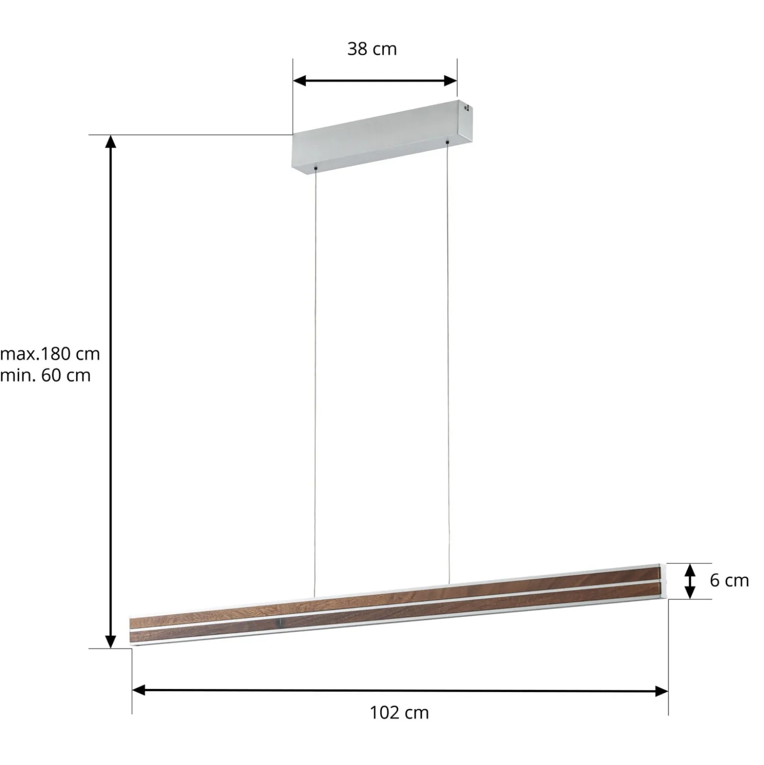 Quitani LED-riippuvalaisin Lisene, pähkinä/hopea, CCT 117 cm, himmennettävä