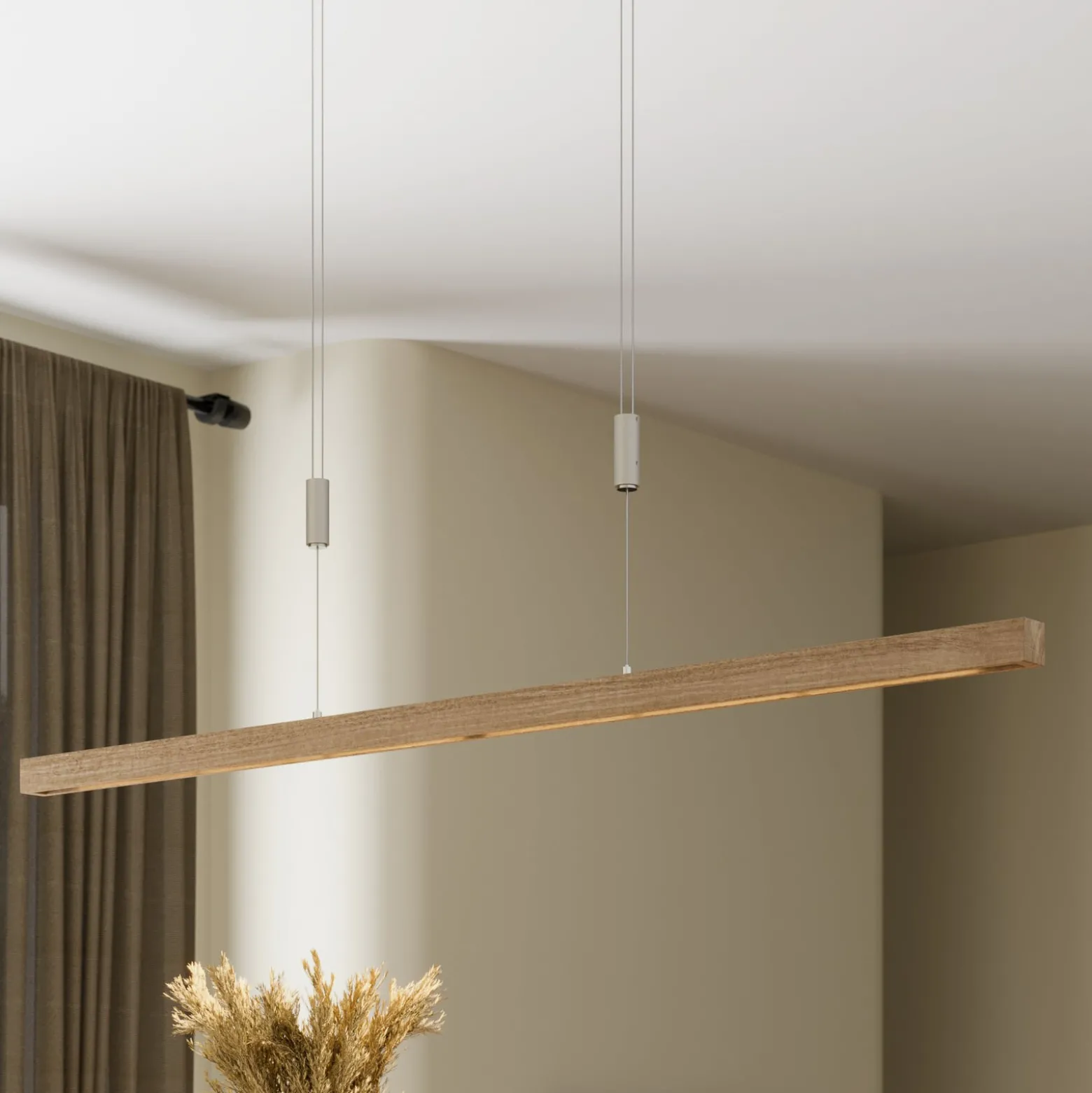 Quitani LED-riippuvalaisin Nora, luonnonvärinen tammi, pituus 118 cm