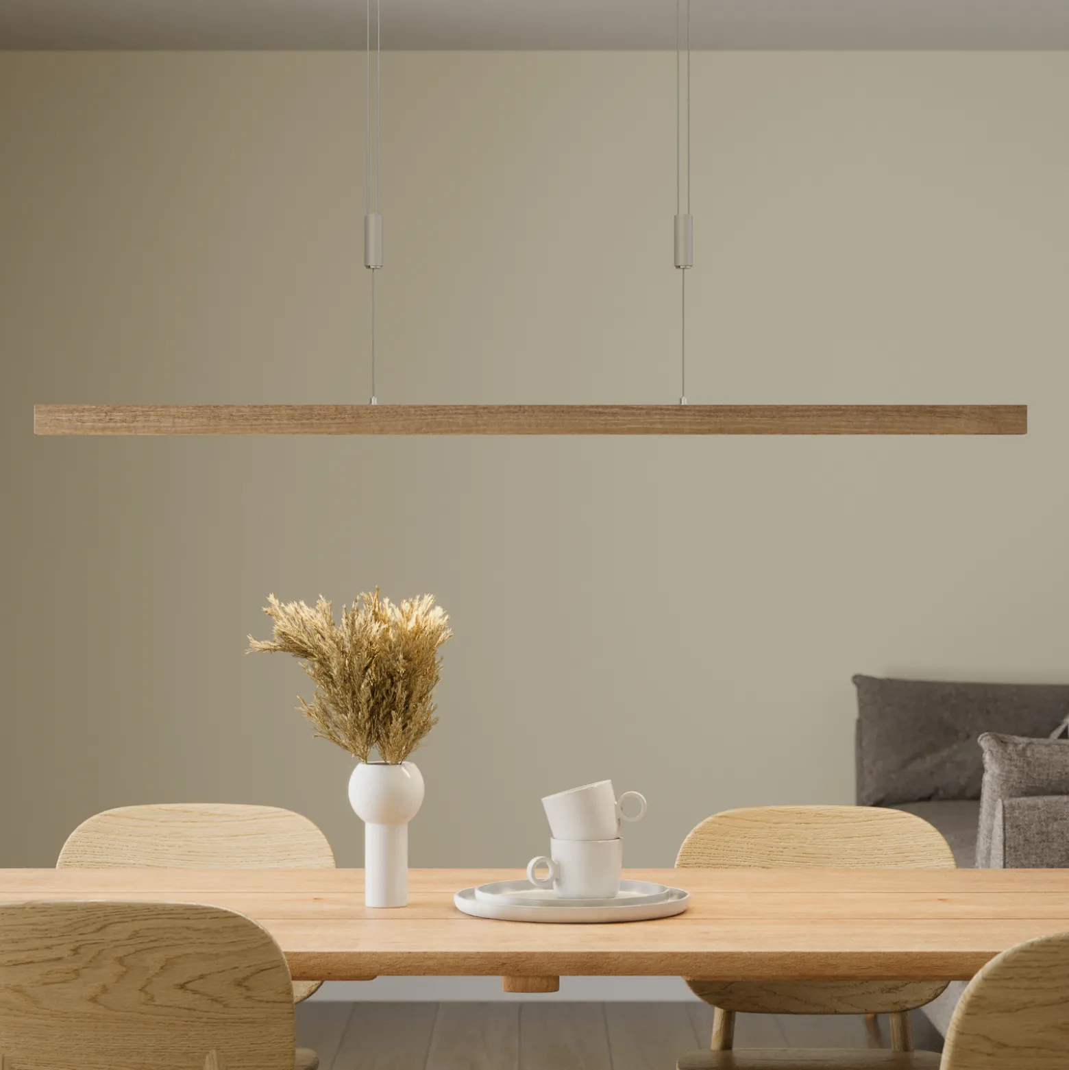 Quitani LED-riippuvalaisin Nora, luonnonvärinen tammi, pituus 118 cm