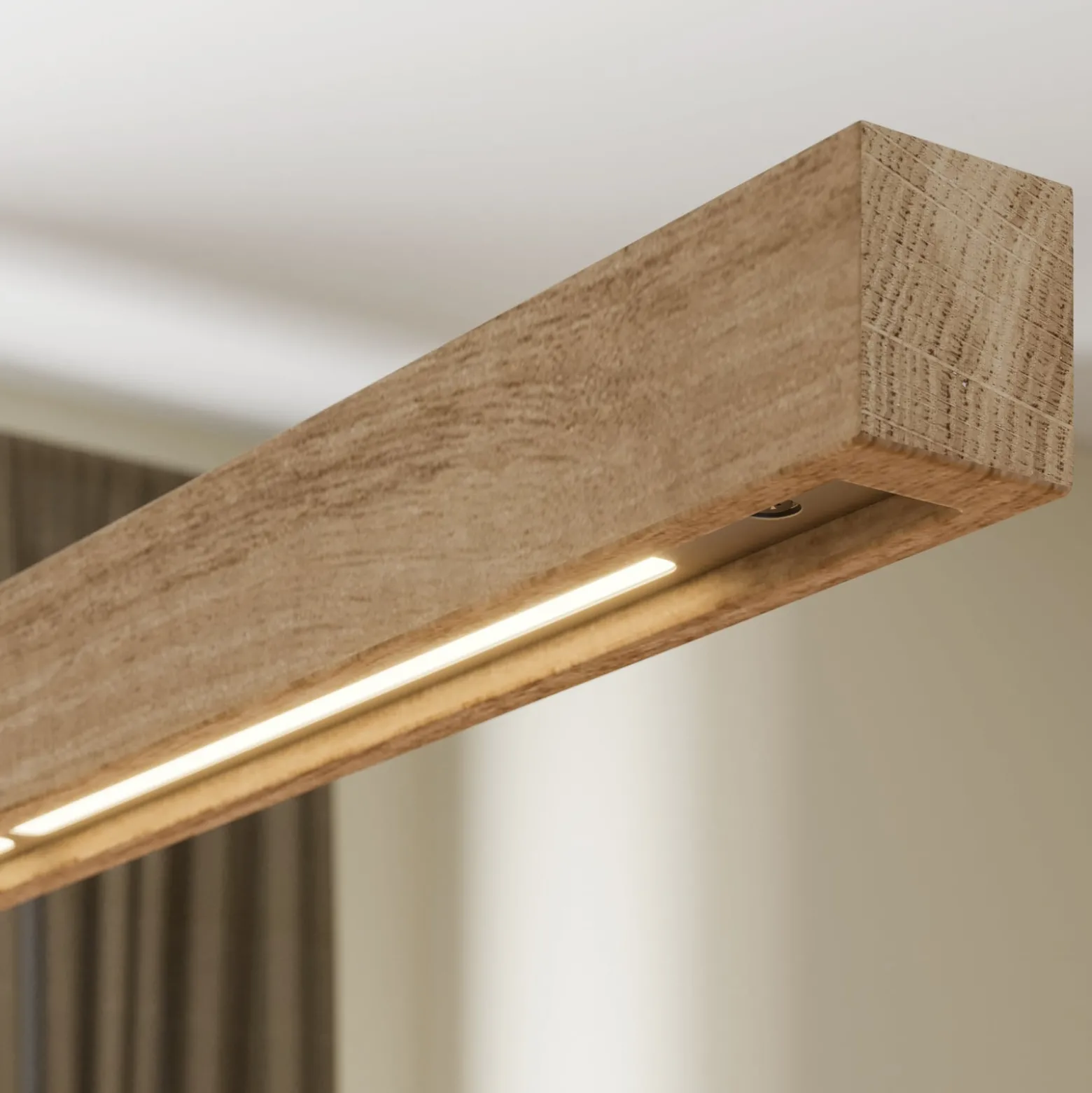 Quitani LED-riippuvalaisin Nora, luonnonvärinen tammi, pituus 118 cm