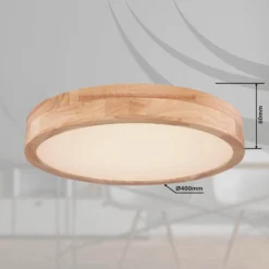 Rainer LED-kattovalaisin, Ø 40 cm, puuefekti, metalli, CCT