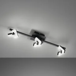 Ray LED-kattovalaisin, 60 cm, 3-valo, musta, metallia