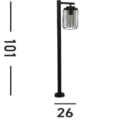 Reed-pylväsvalaisin, IP44, musta, korkeus 100 cm, metallia