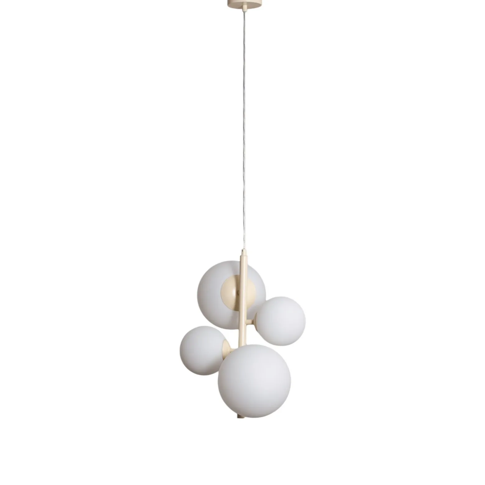 Riippuvalaisin Dione, opaali/kerma, 4-lamppuinen