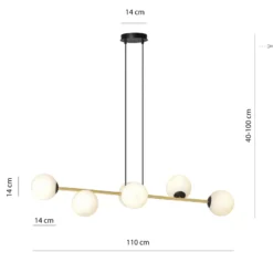 Riippuvalaisin Gravity, opaali/kulta/musta, lasi, E14