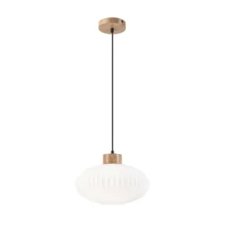 Riippuvalaisin Harmony, Ø 25 cm, valkoinen/tammi, lasi/puu