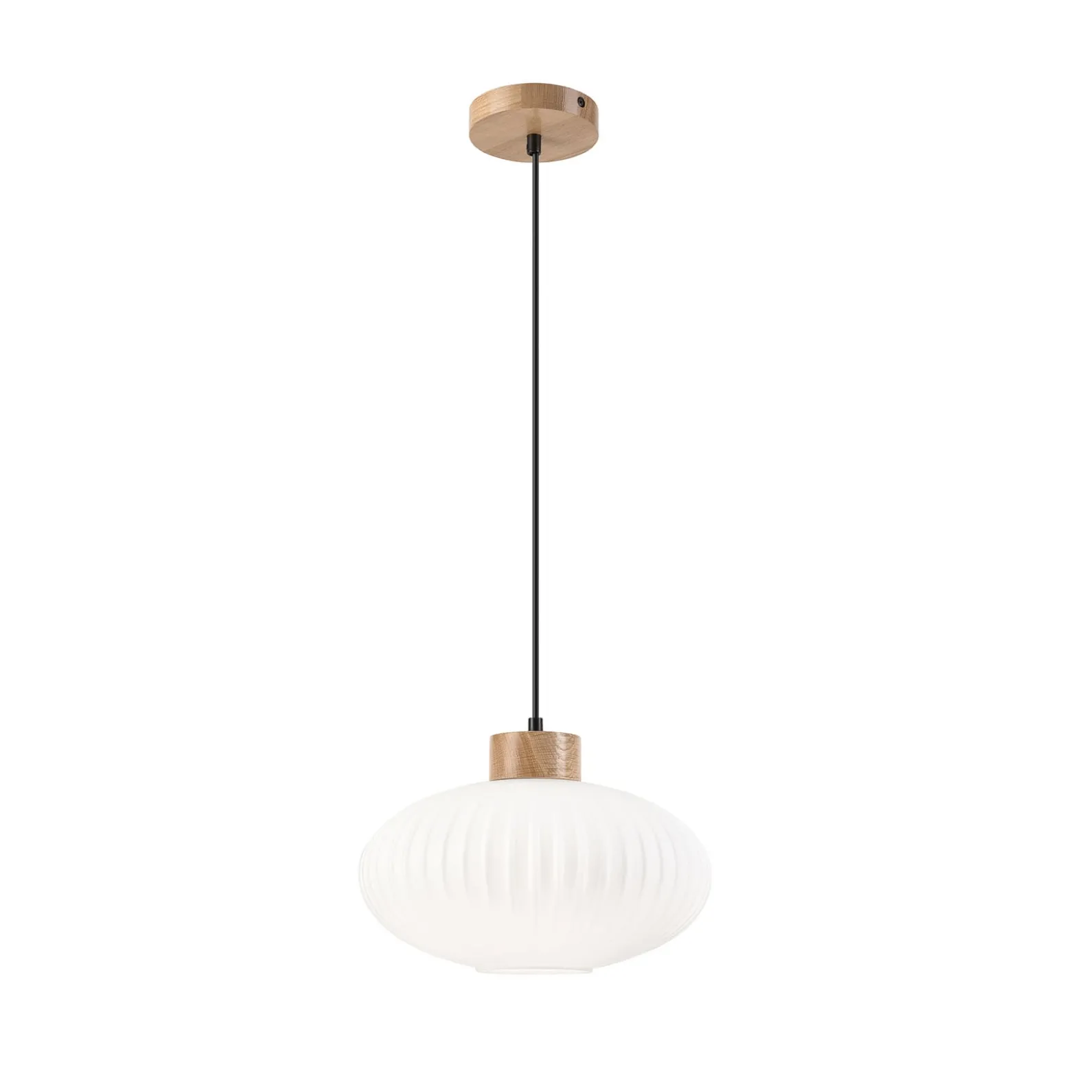 Riippuvalaisin Harmony, Ø 25 cm, valkoinen/tammi, lasi/puu