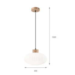 Riippuvalaisin Harmony, Ø 25 cm, valkoinen/tammi, lasi/puu