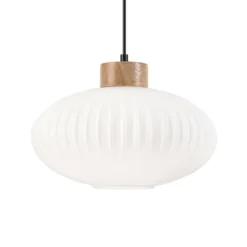 Riippuvalaisin Harmony, Ø 25 cm, valkoinen/tammi, lasi/puu