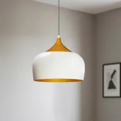 Riippuvalaisin Qwen, valkoinen/kultainen, metalli, Ø 30 cm