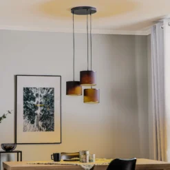 Riippuvalaisin Soho, sylinterimäinen, pyöreä, 3-lamppuinen, sininen/kultainen