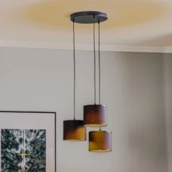 Riippuvalaisin Soho, sylinterimäinen, pyöreä, 3-lamppuinen, sininen/kultainen