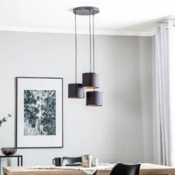Riippuvalaisin Soho, sylinterimäinen, pyöreä, 3-lamppuinen, sininen/kultainen