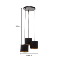 Riippuvalaisin Soho, sylinterimäinen, pyöreä, 3-lamppuinen, sininen/kultainen