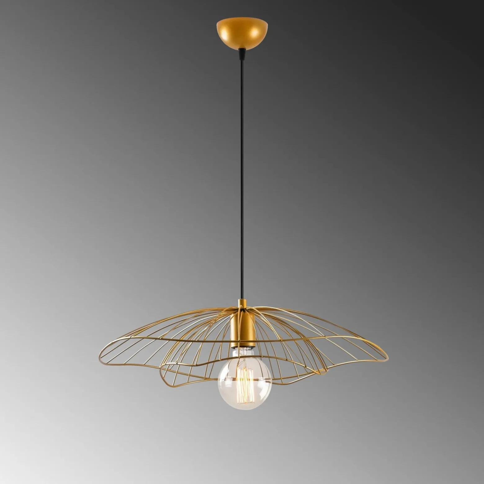 Riippuvalaisin Tel 6502, kullankeltainen, metalli, Ø 50 cm
