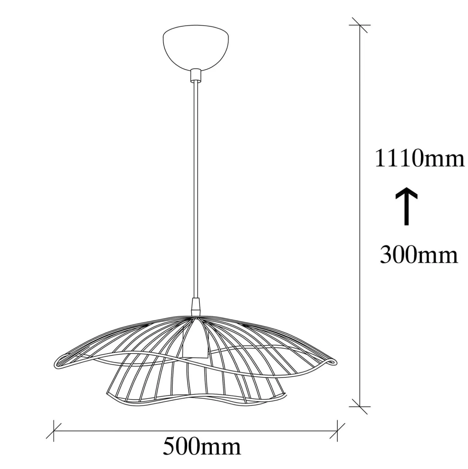 Riippuvalaisin Tel 6502, kullankeltainen, metalli, Ø 50 cm