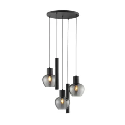 Riippuvalo Ligari, musta/savuharmaa, Ø 68 cm, metalli/lasi