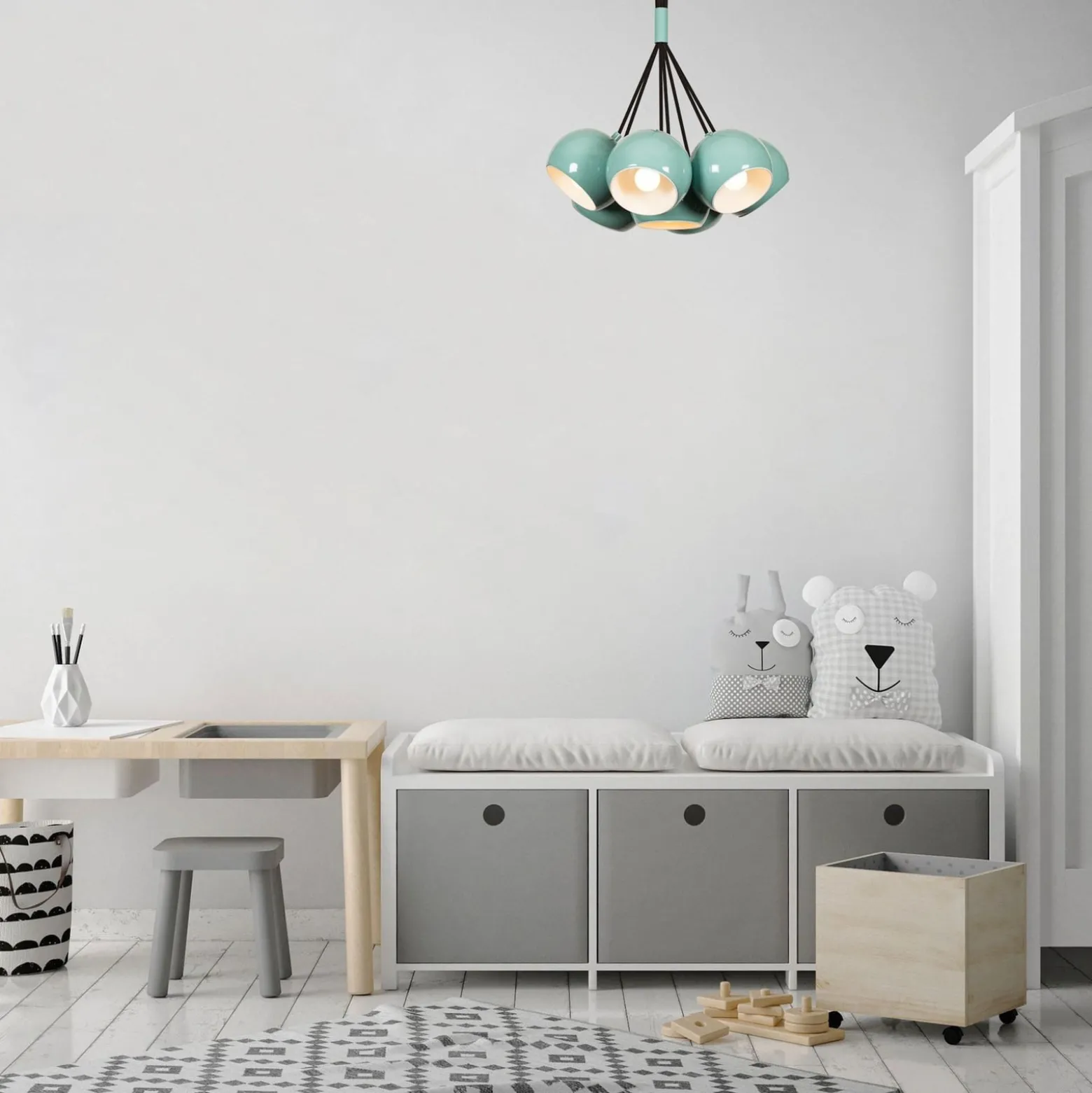 Riippuvalo Sivani MR-629, turkoosi, metalli, 7-lamppuinen