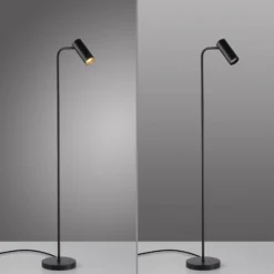 RIK-lattiavalaisin, musta, korkeus 140 cm, metalli, GU10-LED