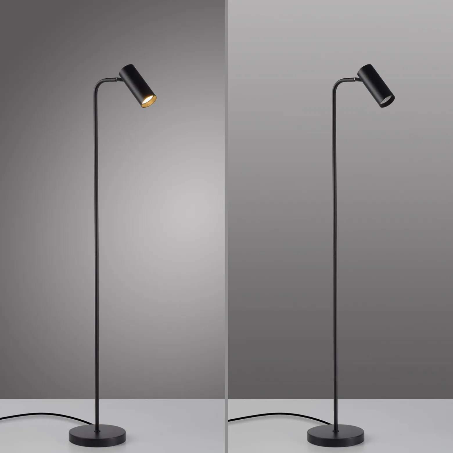 RIK-lattiavalaisin, musta, korkeus 140 cm, metalli, GU10-LED