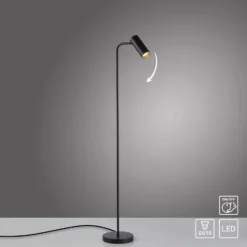 RIK-lattiavalaisin, musta, korkeus 140 cm, metalli, GU10-LED