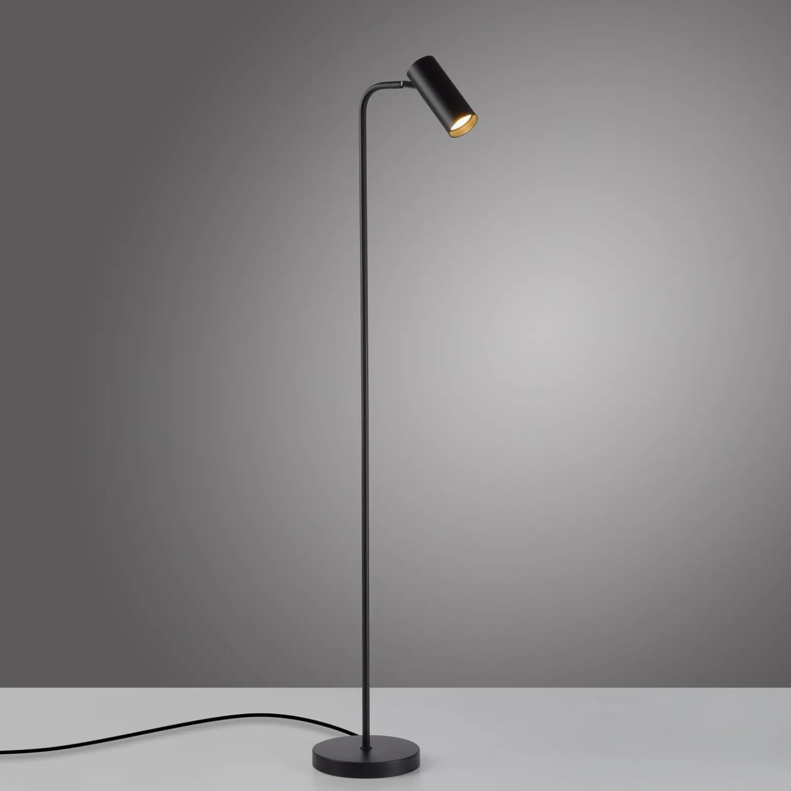 RIK-lattiavalaisin, musta, korkeus 140 cm, metalli, GU10-LED
