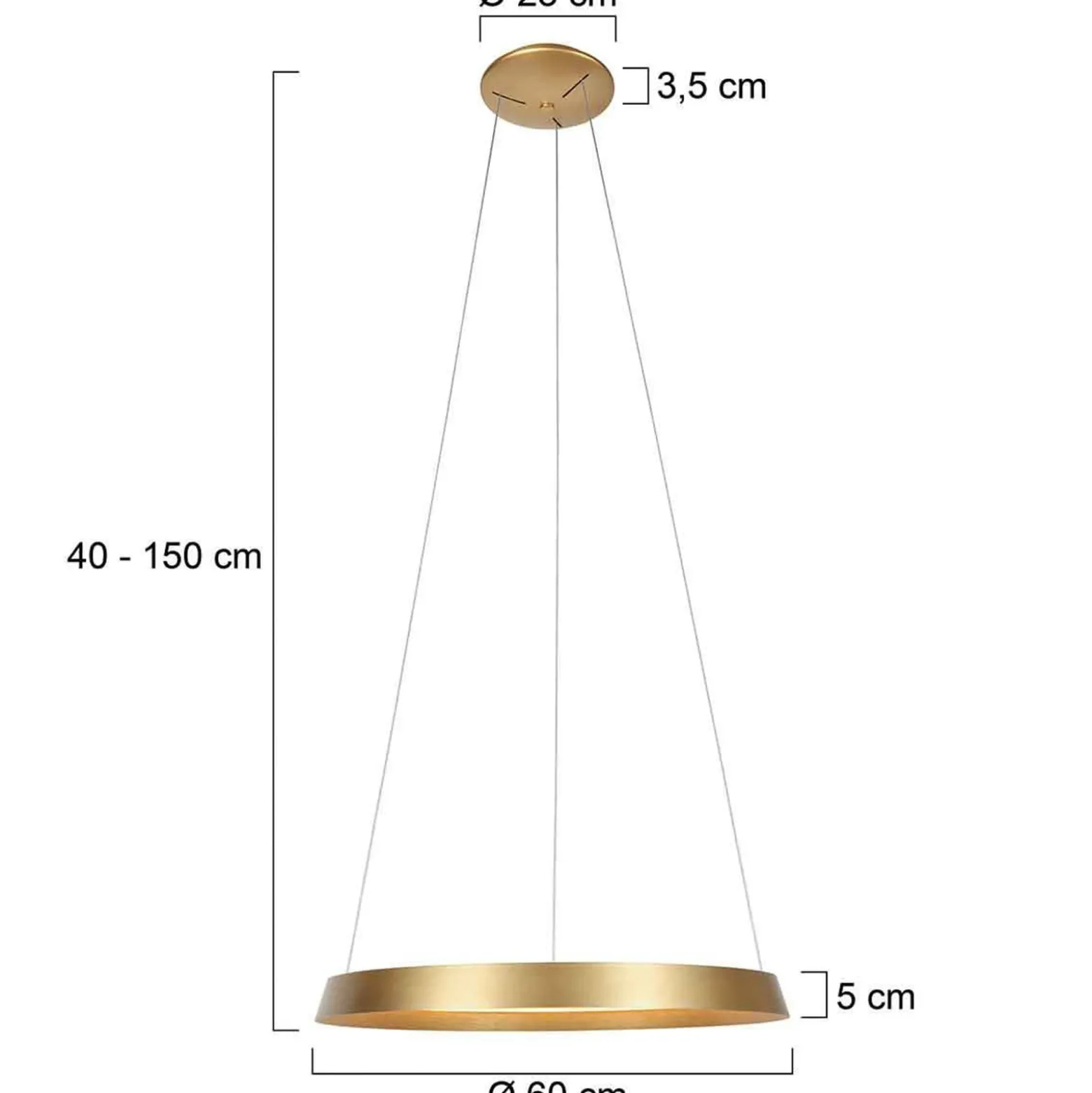 Ringlux LED-riippuvalaisin, 1-valo, kullanvärinen, metallia