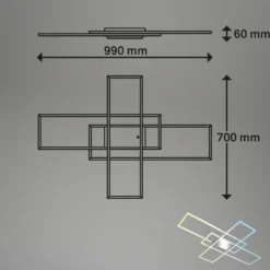 Roami LED-kattovalaisin, 104x71 cm, alumiini-kromi, CCT