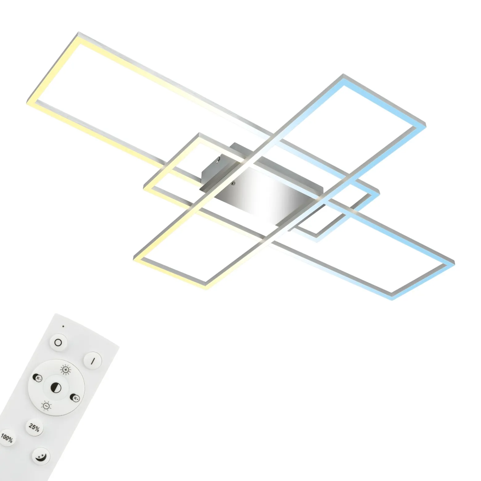 Roami LED-kattovalaisin, 104x71 cm, alumiini-kromi, CCT