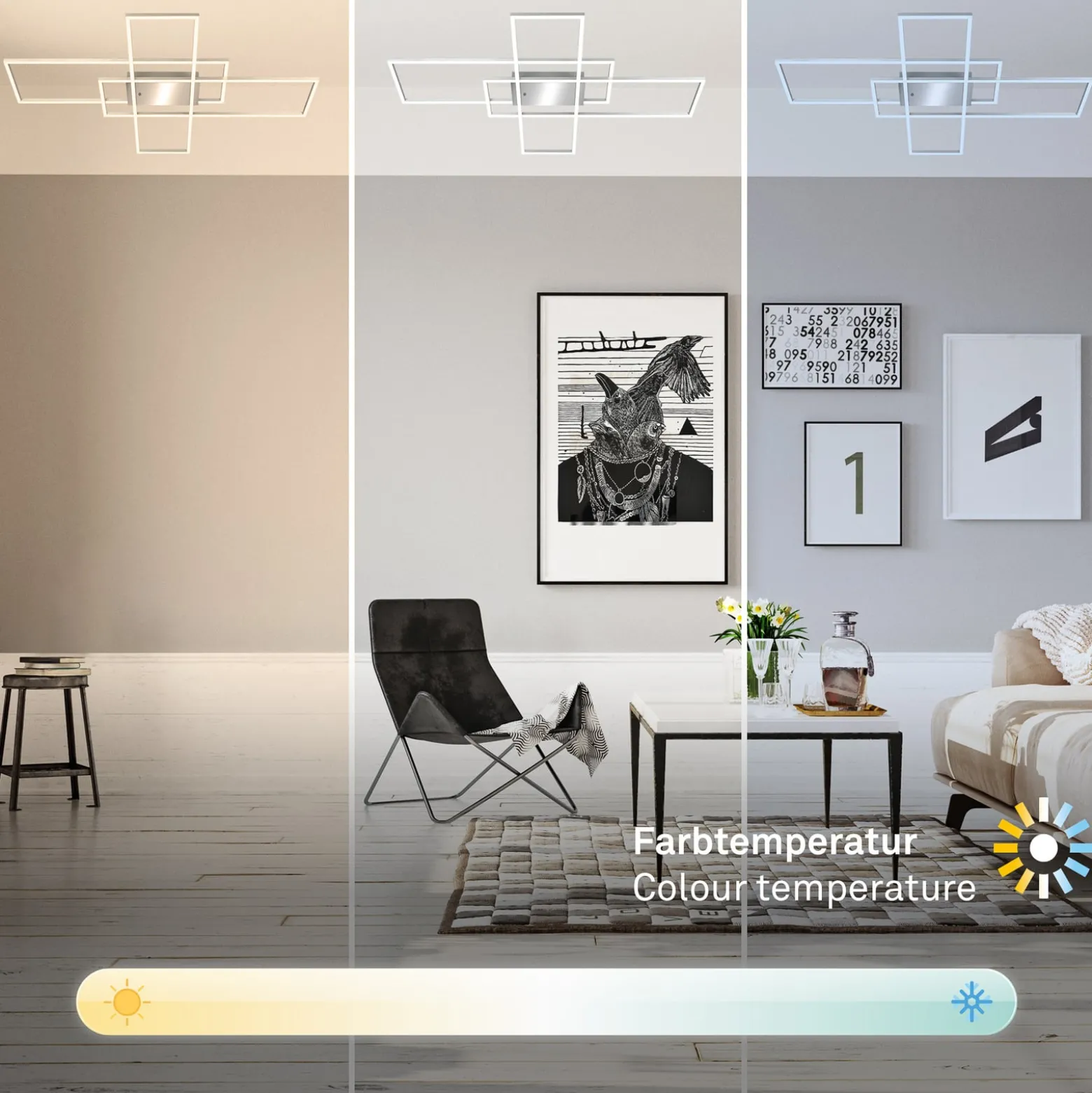 Roami LED-kattovalaisin, 104x71 cm, alumiini-kromi, CCT