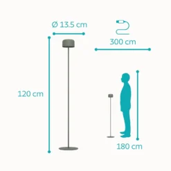 Roccanova-L aurinko-LED-terassivalaisin, vihreä, korkeus 120 cm