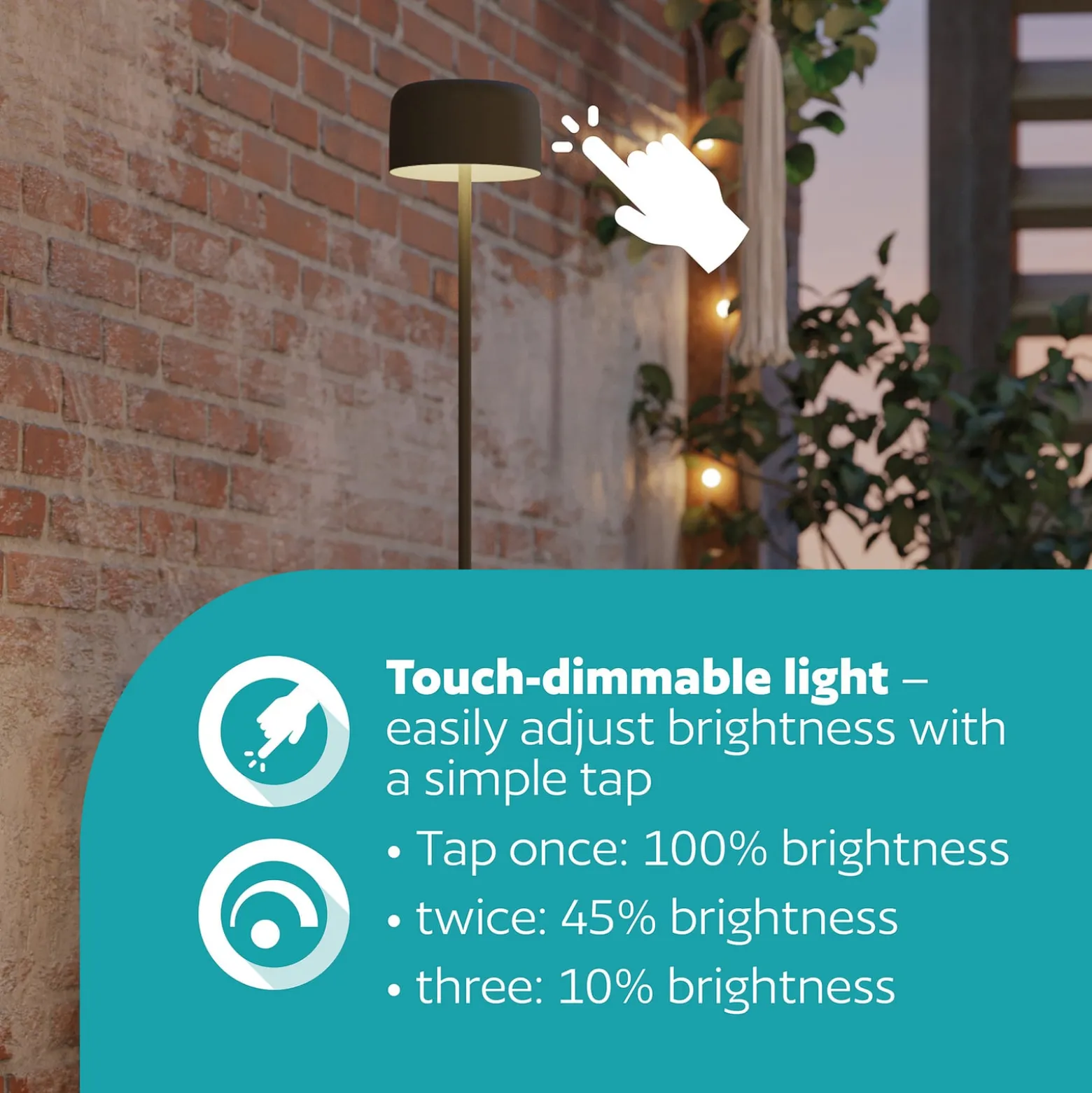 Roccanova-L aurinko-LED-terassivalaisin, vihreä, korkeus 120 cm